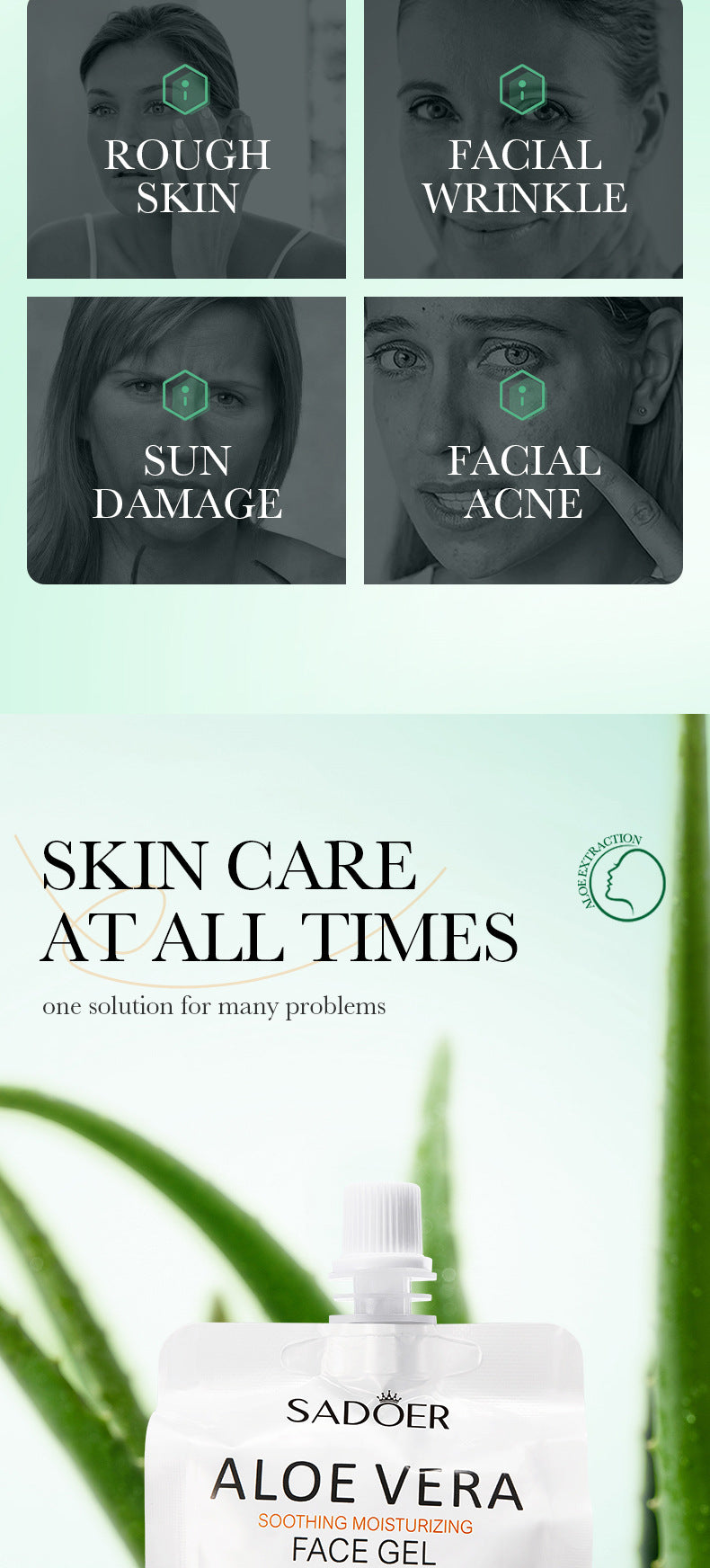 Aloe Vera Gel Aloe Vera Gel300g Large Capacity Hydrating Moisturizing Nourishing Cross-Border Foreign Trade Live Wholesale