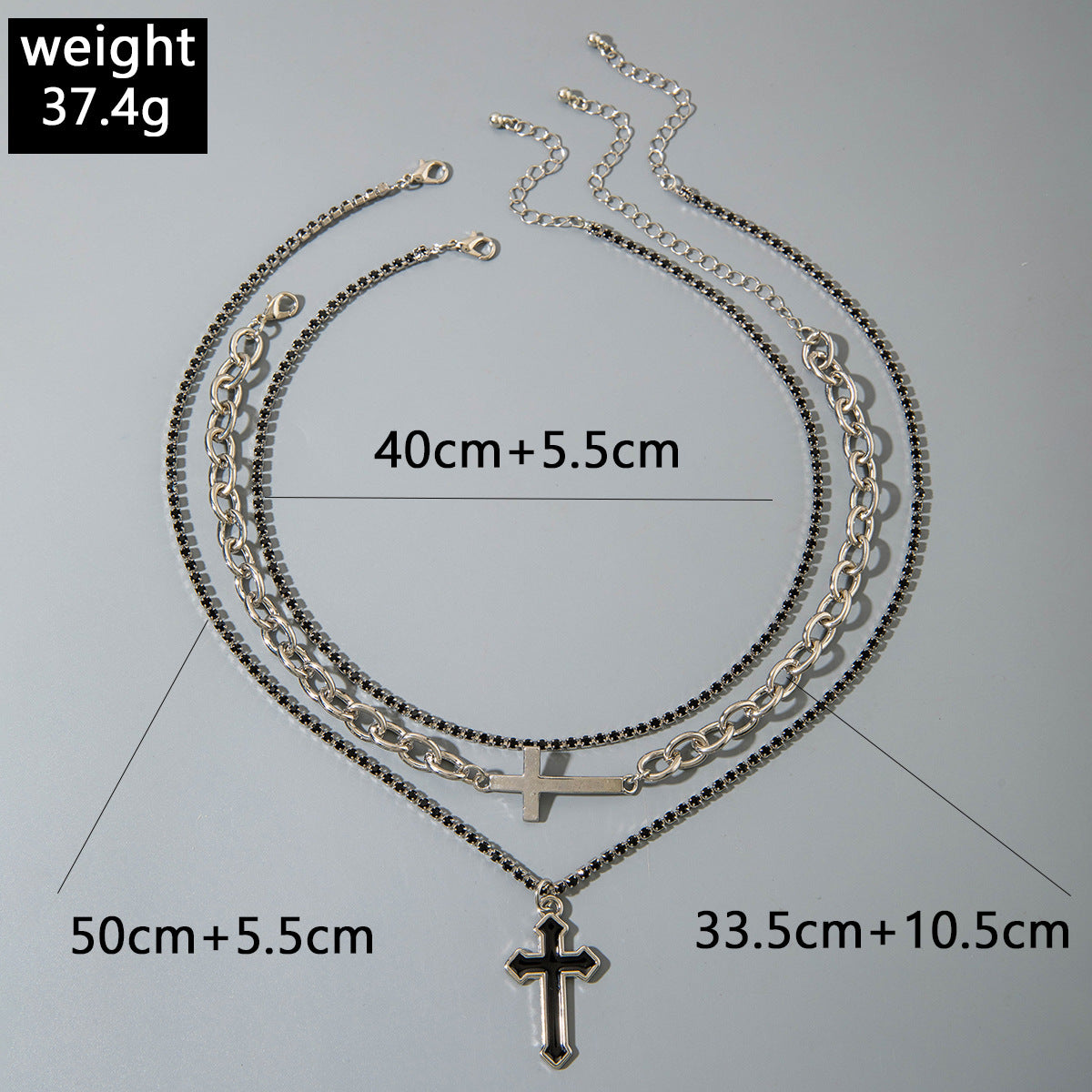 European and American Retro Hollow Cross Necklace Set, Stylish and Unique Hip-Hop Minimalist Style Necklace for Men and Women