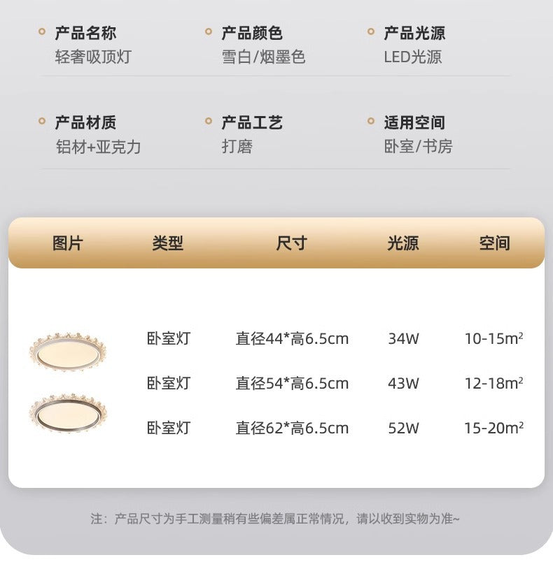 Modern simple light luxury bedroom ceiling light LED Round Eye Protection Study Lamp New Home Smart Room Lamp