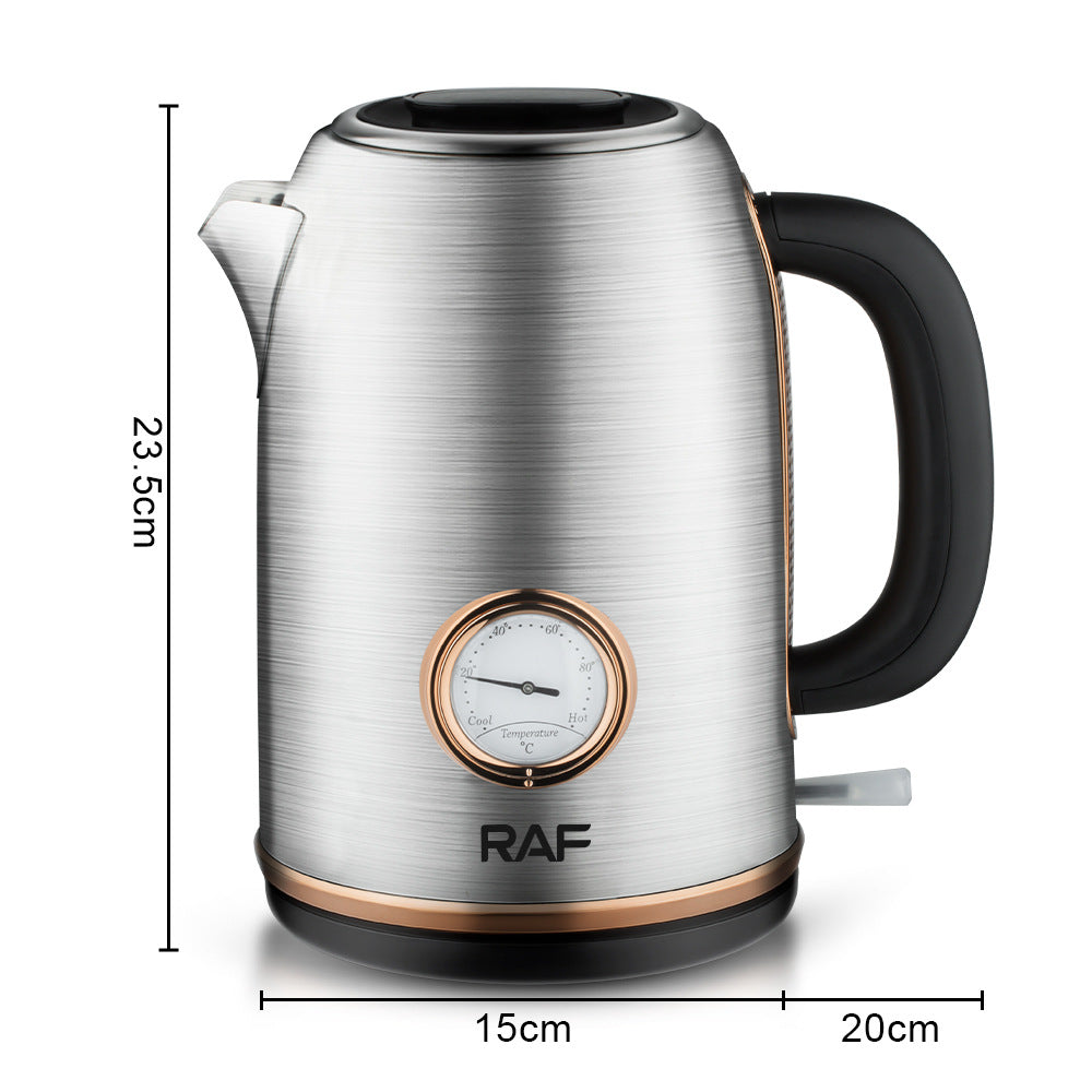 RAF European Standard Electric Kettle Stainless Steel Temperature Display Anti-scald Anti-dry Boil Water Kettle2L Automatic Power off