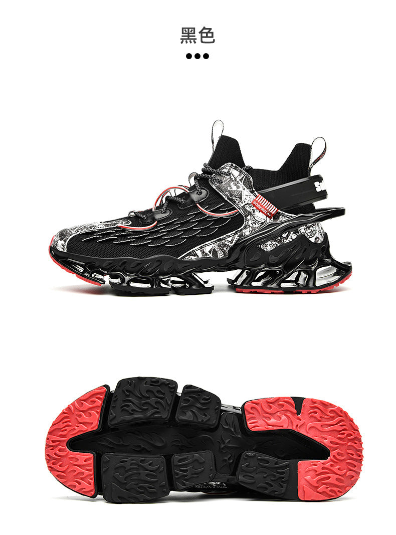 Chinese Style Men's Shoes Spring and Autumn Running Shoes Basketball Sports Shoes Ultra-light Shock-absorbing Breathable Running Blade Shoes Chinese Style Design