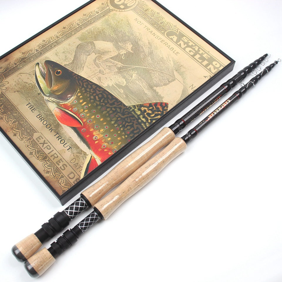 European and American Popular Portable Retractable Fly Rod Carbon Fiber Wooden Handle Fly Fishing Rod Retractable Lure Fishing Rod