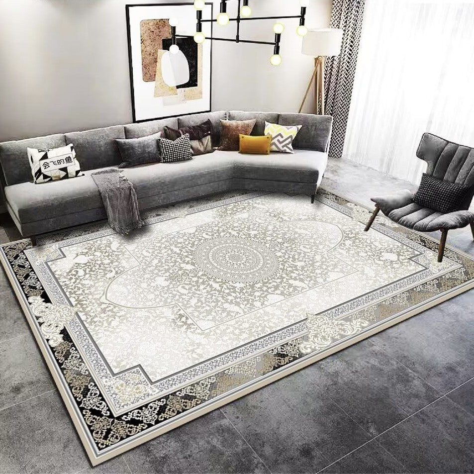 Living Room Carpet Stain Resistant Easy Care Crystal Velvet Carpet Home Sofa Coffee Table Rug Bedroom Wear-Resistant Non-Slip Mat