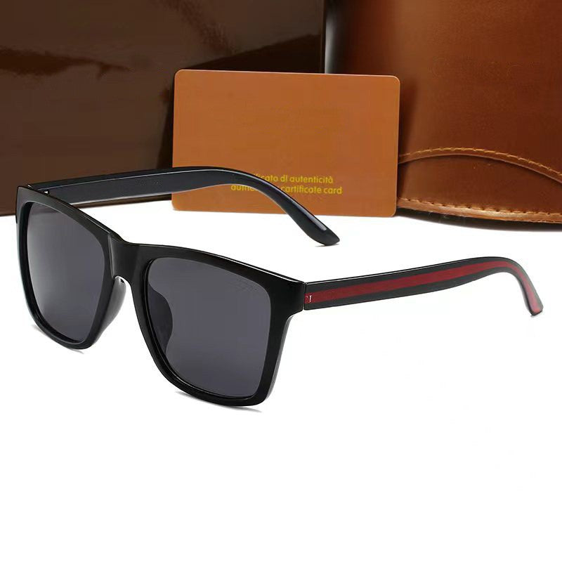 Classic Trendy Retro Sunglasses for Men and Women, Square Frame, Fashionable, UV Protection, Strong Light, Personality, Black Leg, Black Lens, Clip-on