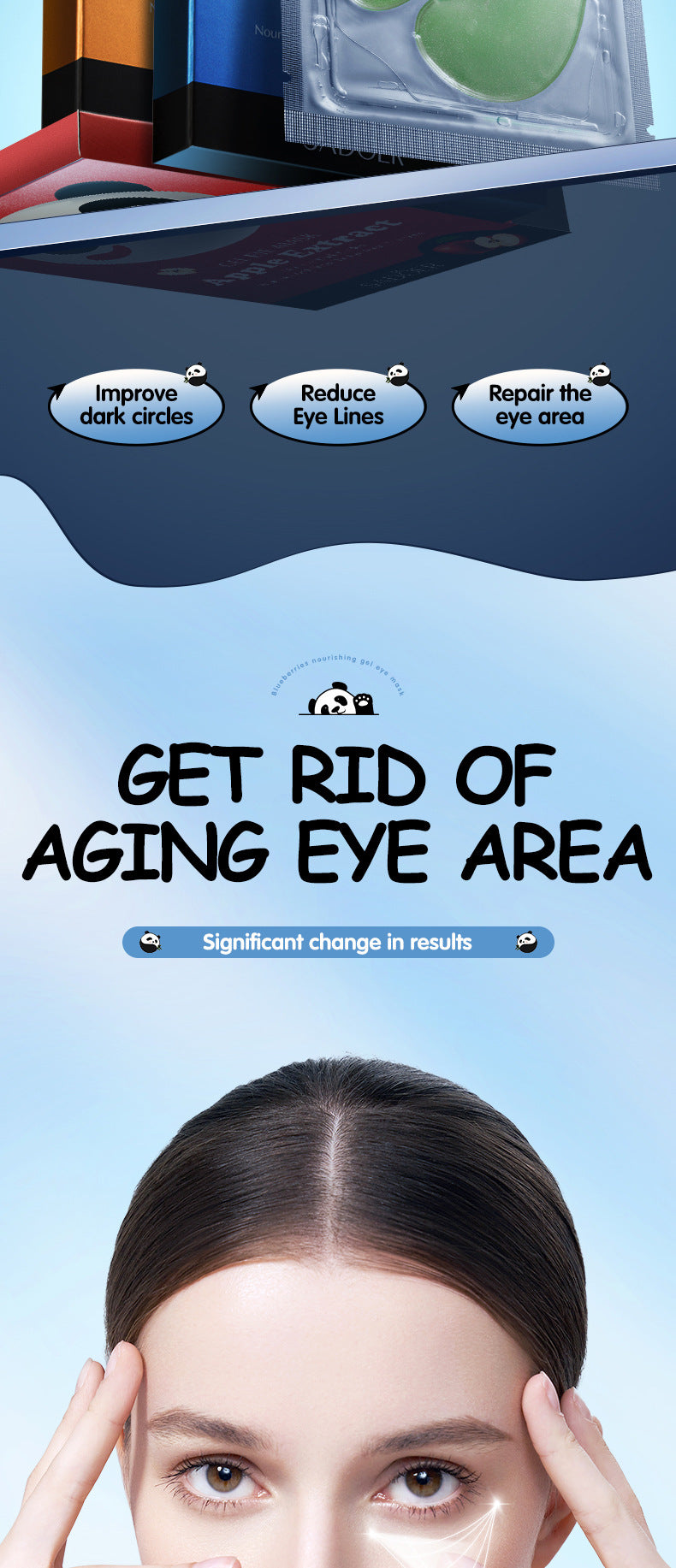 Cross-border Panda Eye Mask Stickers7.9g*7pcs Plant and Fruit Hydrating Moisturizing Eye Mask Wholesale for Foreign Trade