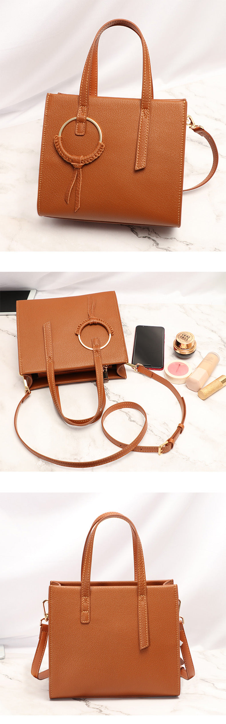 Simple Women's Single Shoulder Handbag Large Capacity Women's Crossbody Bag for Work Commute Cowhide Women's Bag In Stock Wholesale