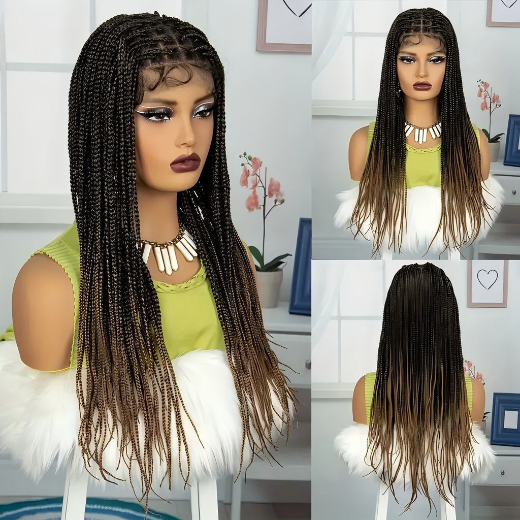 TEMU Amazon Cross-Border European and American Wig Three-Strand Braid Full Lace Hand-Woven Full Wig