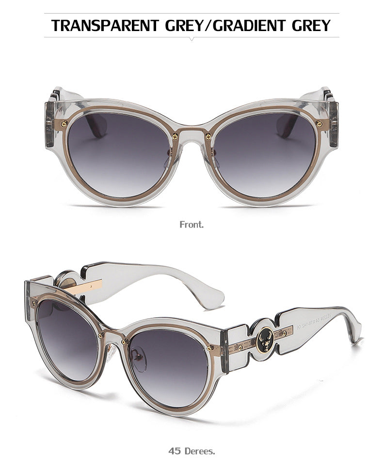 European and American Style Cat Eye Sunglasses for Women with High-end Feel ins Steampunk Frameless Sunglasses for Women Wholesale