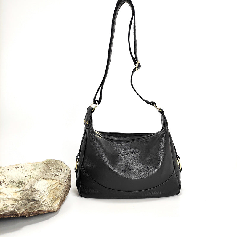 Genuine Leather Crossbody Bag for Women2025Versatile Soft Top Layer Cowhide Large Capacity Shoulder Bag for Middle-aged Moms, Light Luxury Style