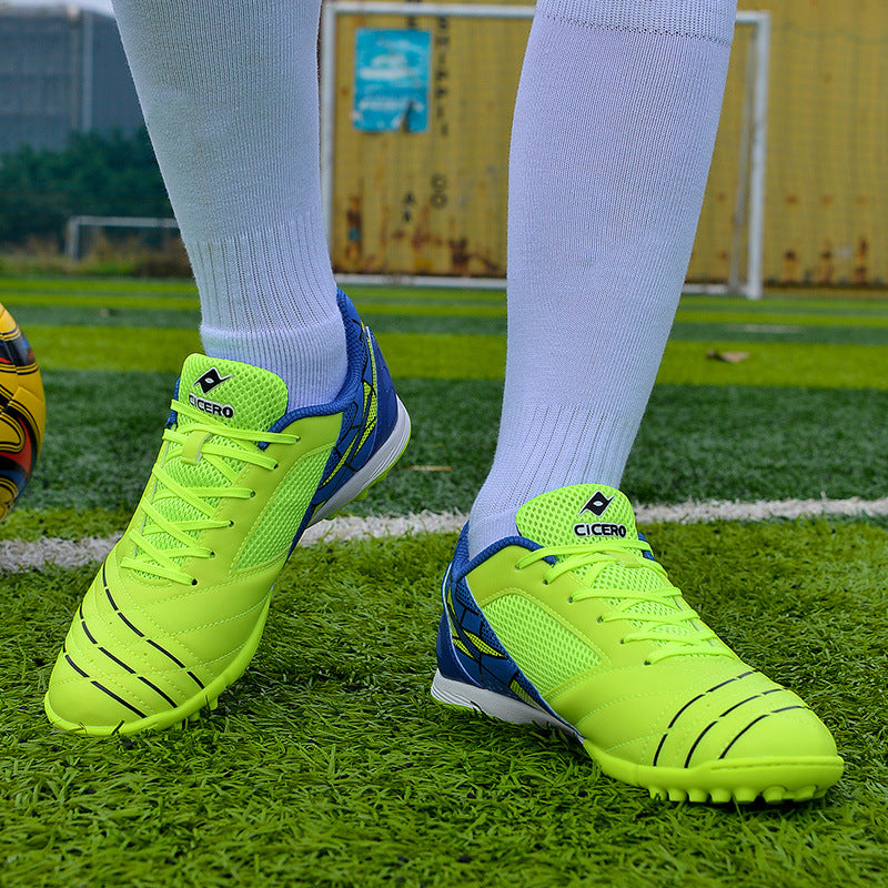 Men's Soccer Shoes TF Velcro Magic Tape Children's Sports Shoes for Primary and Secondary School Students and Teenagers for Sports Competitions and Training