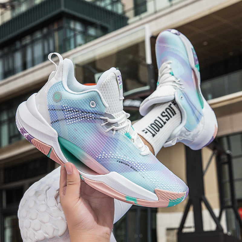 New Trendy Fashion Basketball Shoes Breathable Mesh Sports Shoes High Top Luminous Lightweight Comfortable Men's Sneakers