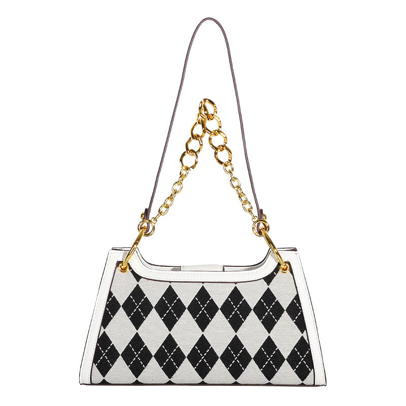 Women's Fashion Trendy New Color-Block Plaid Bag Personality Stylish Crossbody Bag Simple Shoulder Bag