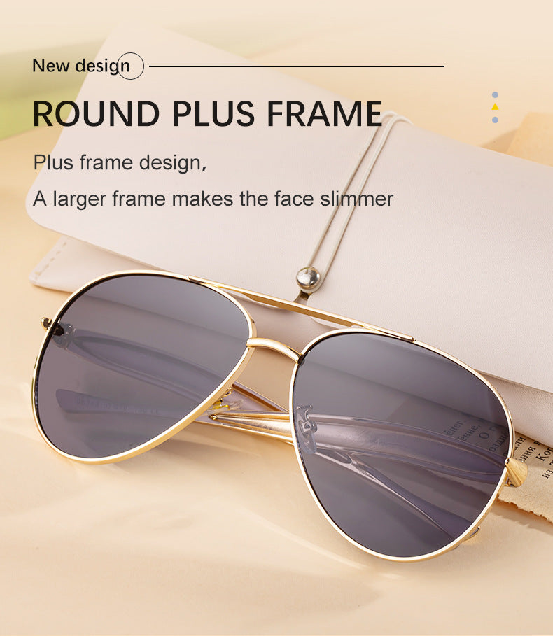 Toad-shaped Metal Sunglasses2025New Retro Plain Sunglasses High-End Feel Women Street Style Trendy Sunglasses