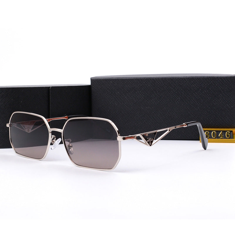 New Metal Sunglasses for Men and Women Classic Elegant Versatile Sunglasses Travel UV Protection Double Bridge Sunglasses Hot