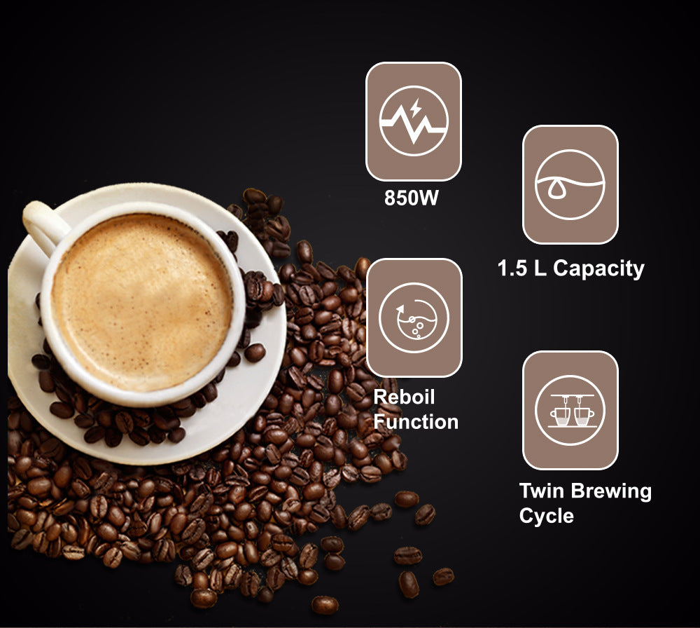 RAF家用咖啡机，欧标插头，小型意大利半自动蒸汽奶泡器，集成咖啡壶