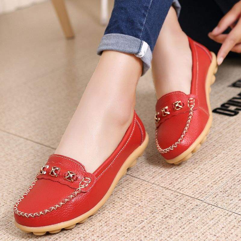 Leap Month Shoes Women's Shoes Soft Sole Casual Women's Leather Shoes Middle-aged and Elderly Mom Shoes Loafers Women's Slip-on Flats