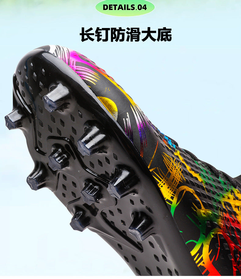 Youth Football Shoes Men and Women Long Spikes Adult Professional Sports Training Shoes Artificial Grass Non-Slip Wear-Resistant Competition Shoes