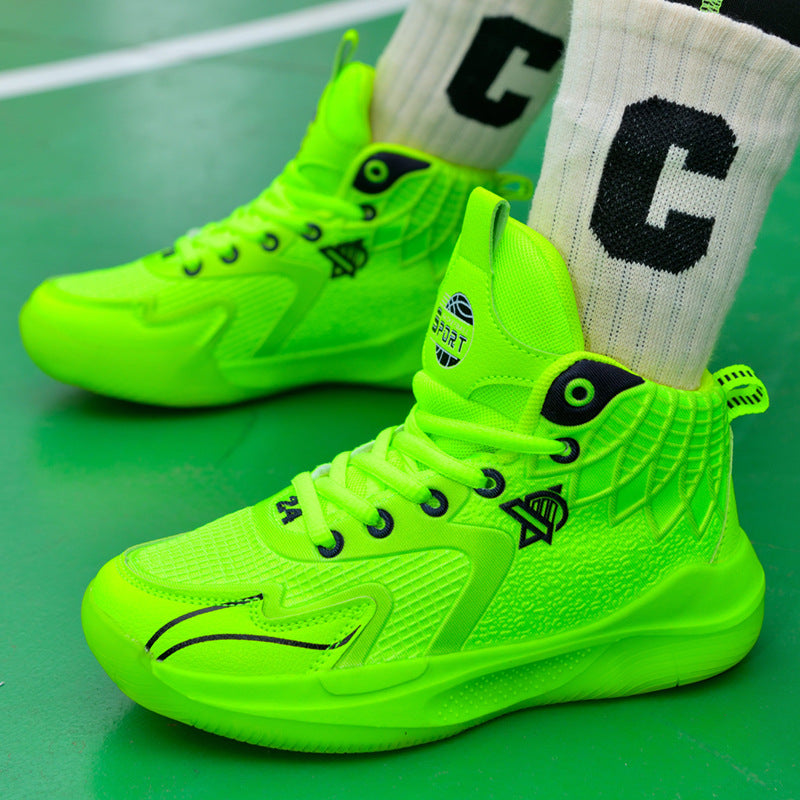 Children's Shoes Breathable Mesh Water-Resistant Sports Shoes for Teenagers Wear-Resistant Shock-Absorbing Non-Slip Professional Training Basketball Shoes