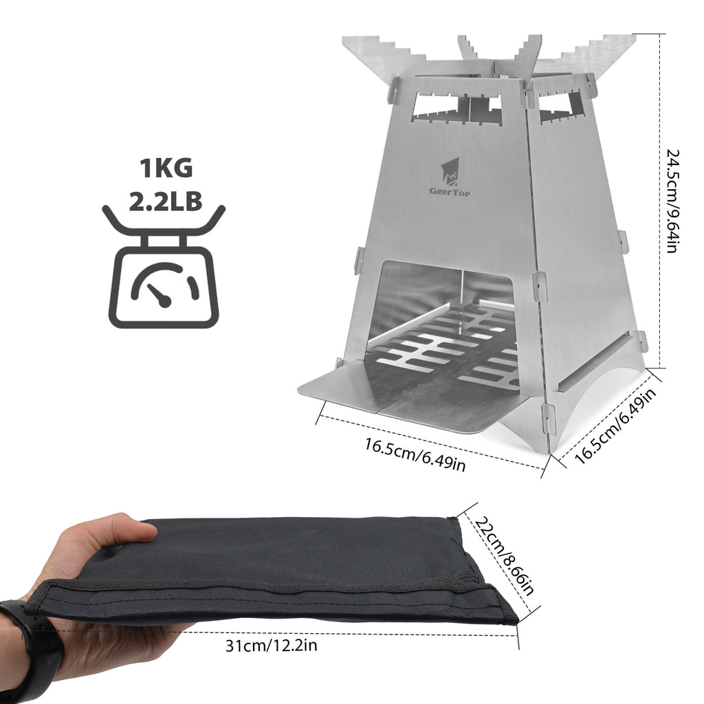 Outdoor Firewood Stove Portable Rocket Stove Foldable Firewood Stove Camping Picnic Barbecue Stove Picnic Heating Stove