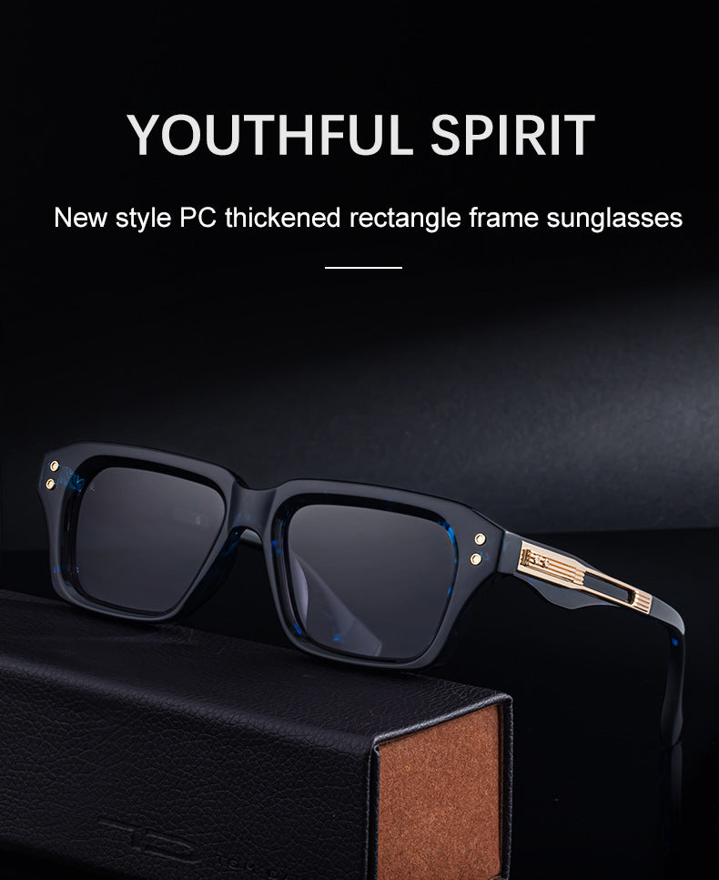 2025New European and American Fashion Square Frame Sunglasses for Men, Unique Small Frame, High-End Trendy Sun Protection Sunglasses for Men