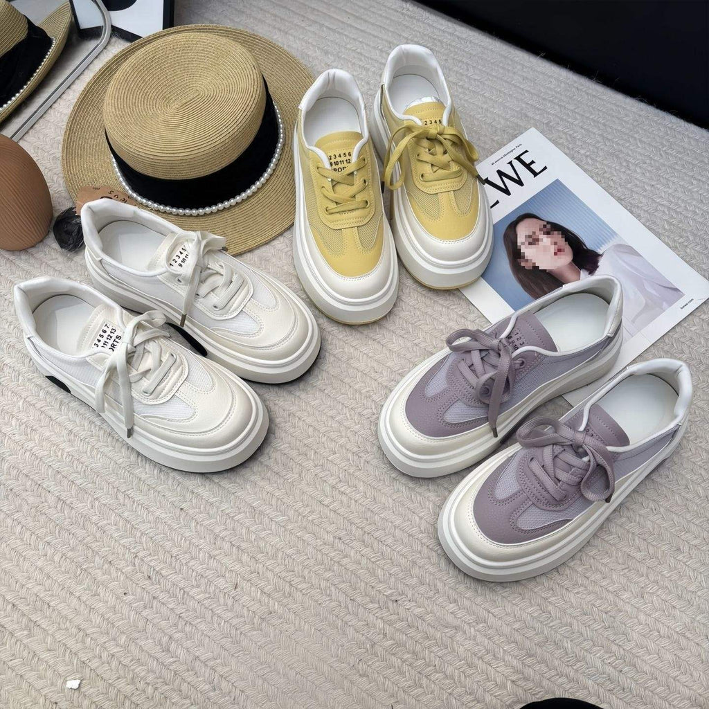 Light Luxury White Sneakers2025New summer breathable thick-soled height-increasing versatile casual lightweight sports sneakers