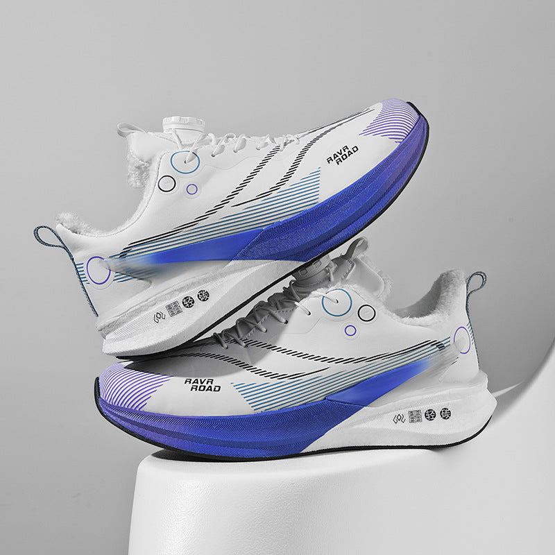 Red Rabbit8PRO Real Explosive Carbon Plate Youth Racing Leather Surface Fleece-Lined Warm Running Shoes for Men and Women with Rotating Buckle Sports Shoes