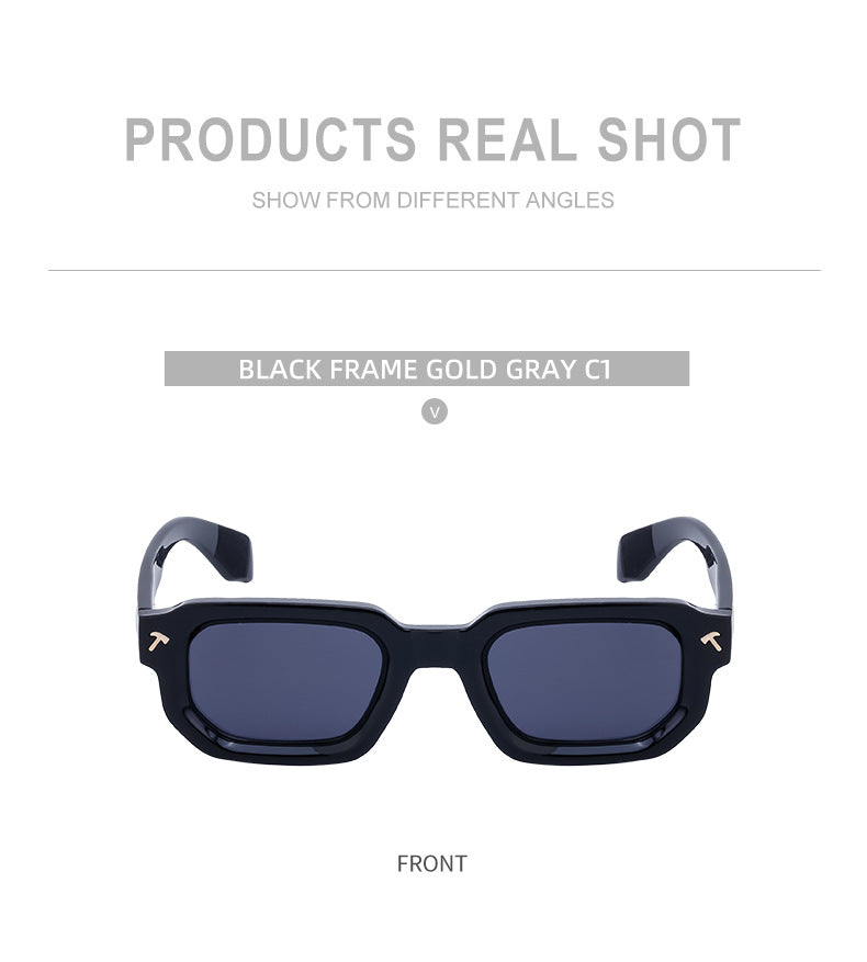 New European and American Fashion Square Frame Sunglasses for Men, Simple Personality Black Frame Glasses sunglasses