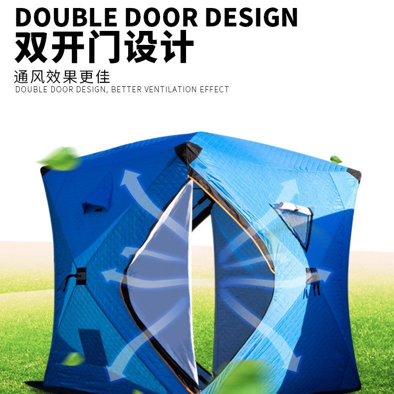 Cold-Proof Multi-Person Snow Fishing House Easy-to-Carry Sauna Winter Fishing Tent Outdoor Winter Fishing Cotton Fabric Warm Ice Fishing Tent