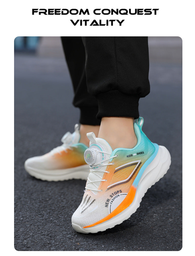 Spring and Summer New Children's Comfortable Breathable Button Running Shoes Fashionable Casual Kids Shoes Non-Slip Wear-Resistant Boys' Sports Shoes