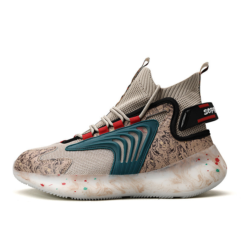 2025New National Fashion Casual Shoes Breathable Mesh Patchwork Men's Shoes Thick Sole Height Increasing Non-Slip Wear-Resistant Sports Shoes