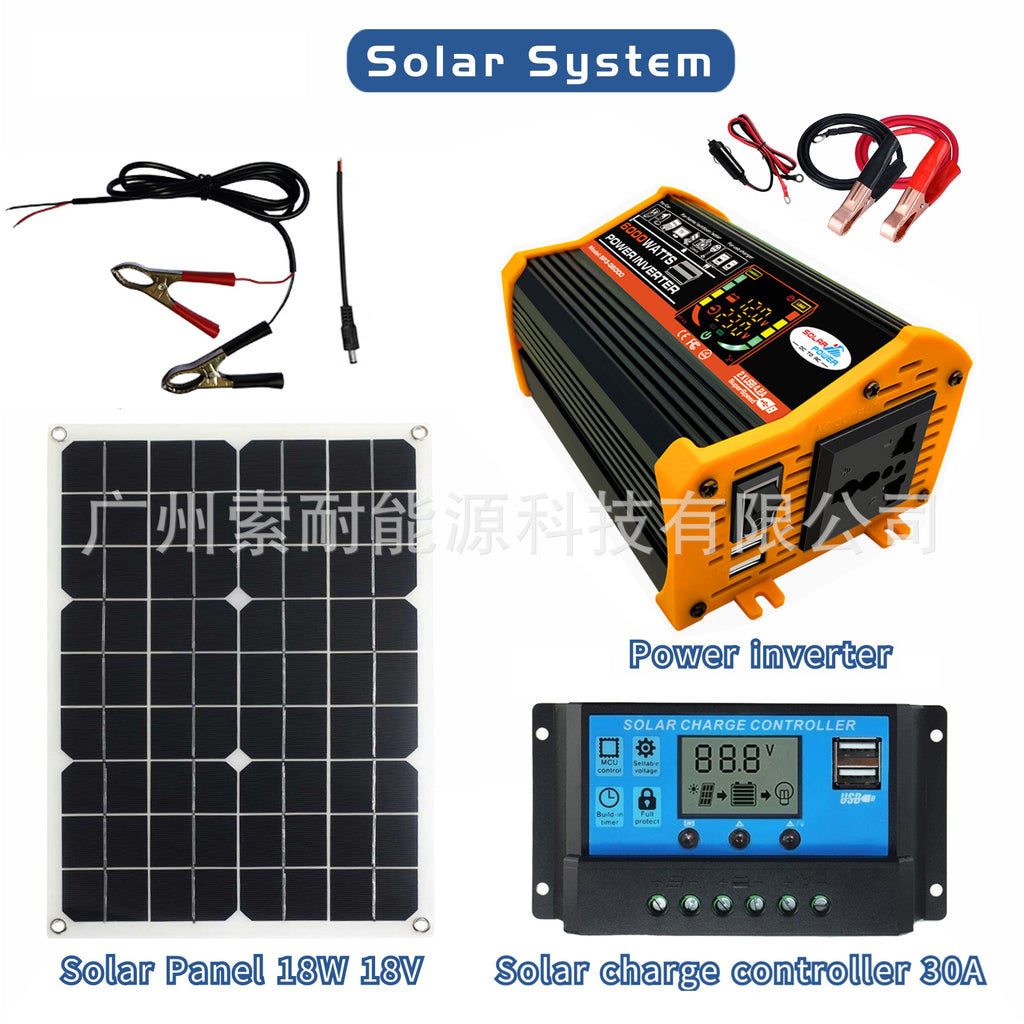 Solar Energy Kit System:Smart Inverter 30A Controller 18W Solar Panel Solar System