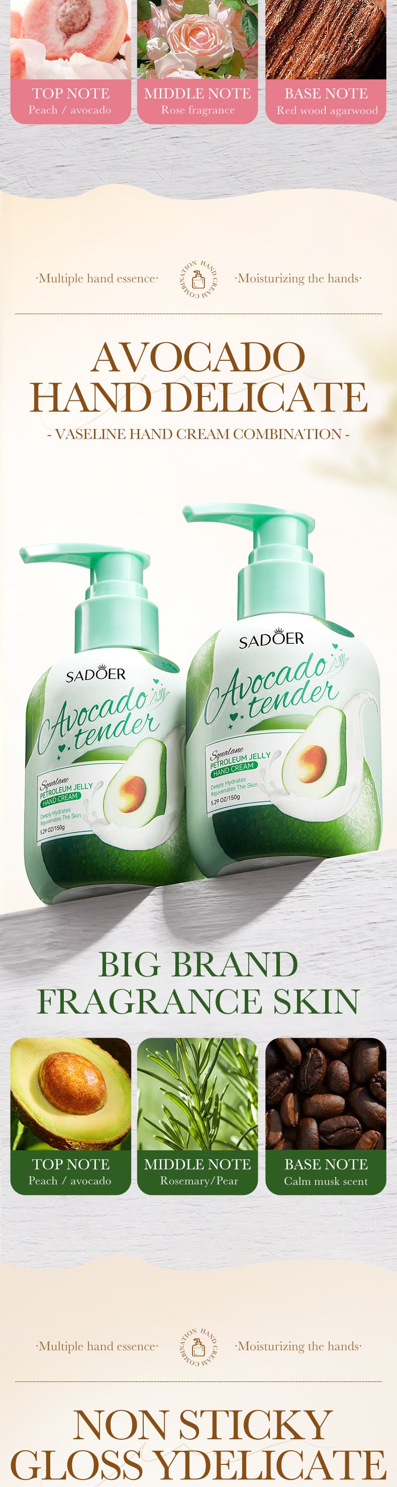 Vaseline Hand Cream150gSADOER Hydrating Anti-Cracking Press Hand Cream  Wholesale