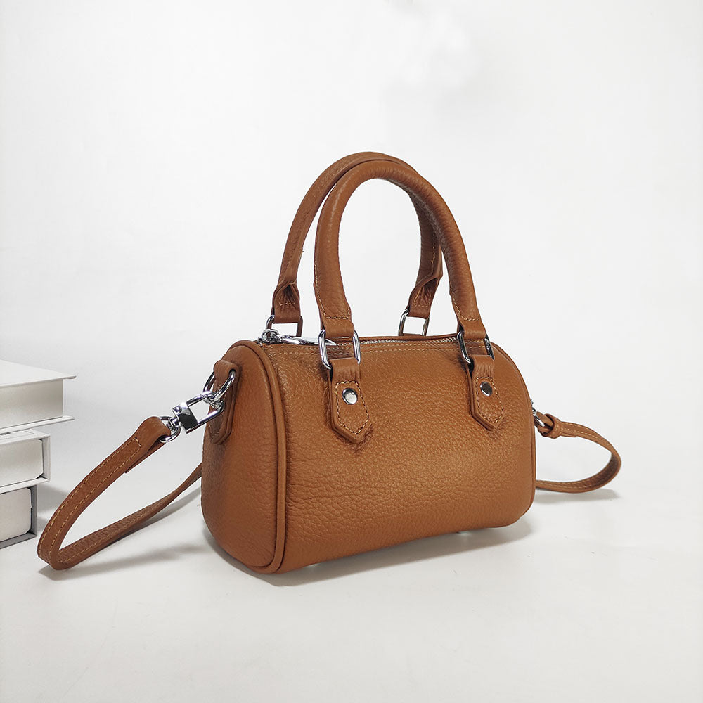 High-end texture genuine leather Boston pillow bag for women2025New Top Layer Cowhide Handbag and Crossbody Bag from Shiling