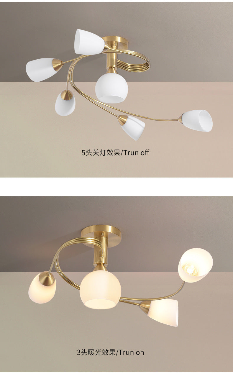 All-Copper Ceiling Light Nordic Style Bedroom Light Modern Simple Elegant Master Bedroom Room Light Creative Personality Living Room Light