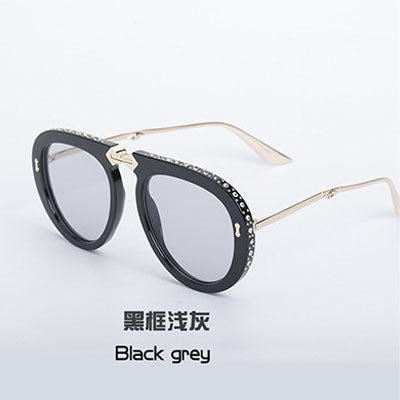 Diamond-Encrusted Foldable Sunglasses for Women Fashionable Internet Celebrity Style Sunglasses Artistic Bare-Faced Glasses Toad Glasses sunglasse