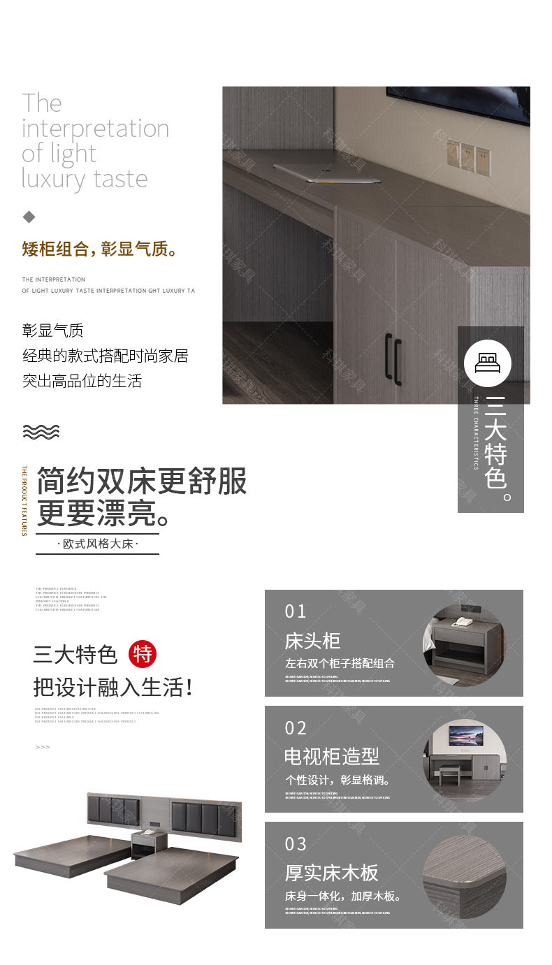 Hotel Guesthouse Bed Standard Room Full Set Furniture Apartment Homestay Single Double Bed Hotel Rental Room Special Bed Box