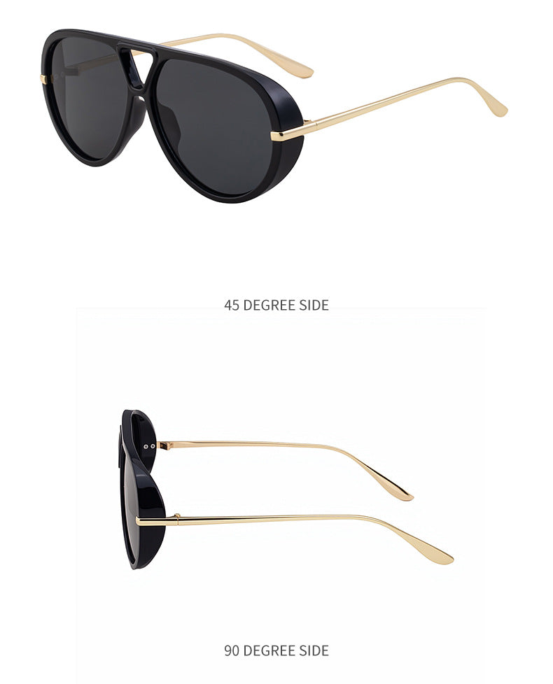 2025New European and American Style Toad Sunglasses for Men, Double Bridge Aviator Glasses, Outdoor Sun Protection Sunglasses for Men