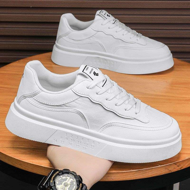 Men's White Sneakers Trendy Casual Shoes Summer Versatile New Breathable Height-Increasing Thick-Soled Sports Shoes HJ18807