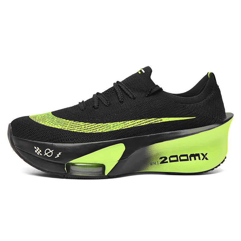 2025Autumn New High Elastic Double Mesh Breathable Sports Shoes Air Cushion Shock Absorption Full Palm Carbon Plate Couple Racing Running Shoes