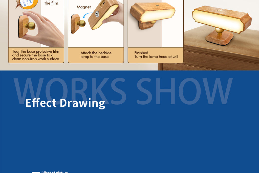 Solid Wood Wall Lamp Human Body Sensing Wireless Reading Wall Lamp Magnetic Night Light Desktop Warm Light Suitable for Staircase Corridor