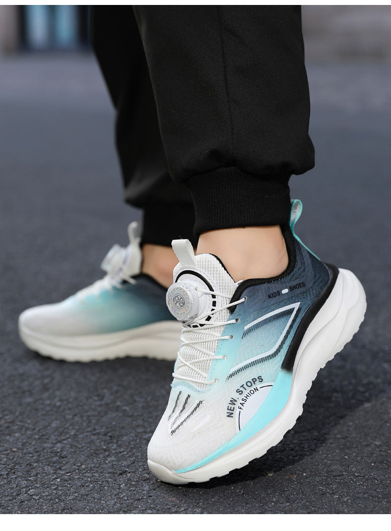 Spring and Summer New Children's Comfortable Breathable Button Running Shoes Fashionable Casual Kids Shoes Non-Slip Wear-Resistant Boys' Sports Shoes