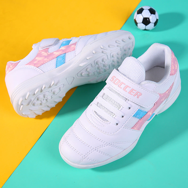 New football shoes for men and women with Velcro for children TF Broken Nail Style Youth Student Grassland Flat Training Shoes