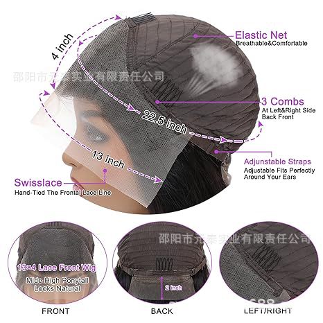 Cross-border European and American Wigs wigs Front Lace Wig13*4Large Lace Long Straight Hair Synthetic Hair Wig for Women Black