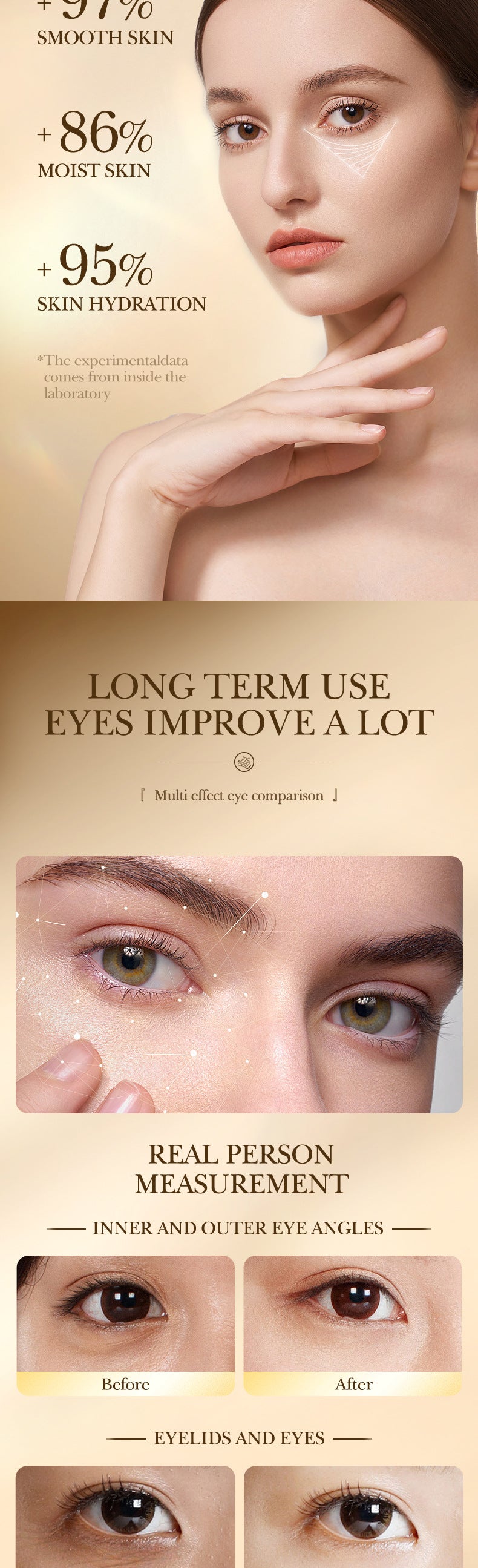 24K Gold Eye Cream ZOZU Hyaluronic Acid Hydrating and Moisturizing Eye Cream for Eye Wrinkles Cross-Border Wholesale