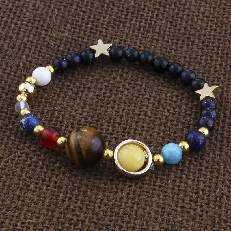 Hot-Selling Universe Galaxy Solar System Eight Planets Bracelet Guardian Star Natural Stone Bead Bracelet Seven Meridians Bracelet