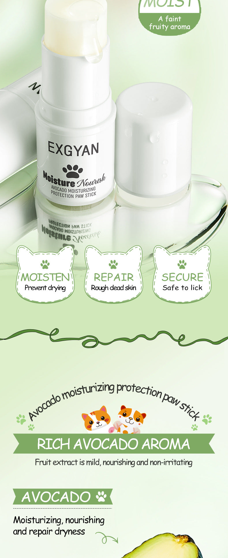Cross-border Pet Paw Care Stick4.5g Avocado Moisturizing and Nourishing Kitten and Puppy Paws Export Manufacturer Wholesale