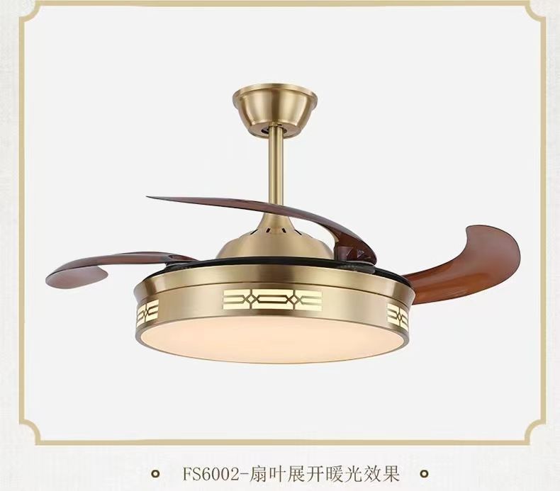 All-Copper Invisible Fan Light Luxury Simple Ceiling Light Designer Modern Living Room Dining Room Bedroom Chandelier Pure Copper