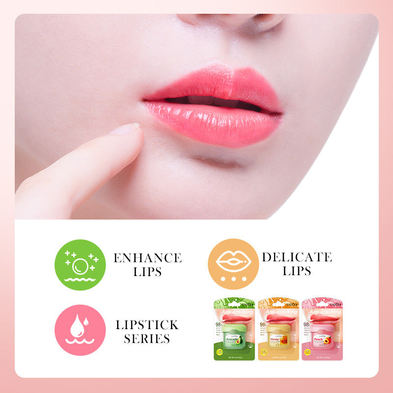 Full English Lip Balm SADOER Honey Hydrating Avocado Anti-Dry Crack Peach Lip Mask  Wholesale
