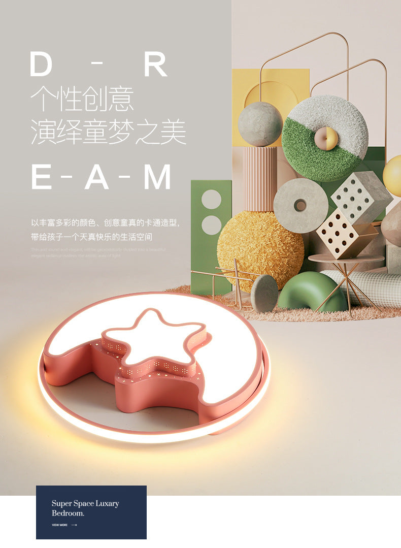 Children's Room Bedroom Lamp Boys Girls Pink Creative Cartoon Ceiling Lamp Cozy Romantic Room Lamp Master Bedroom Lamp