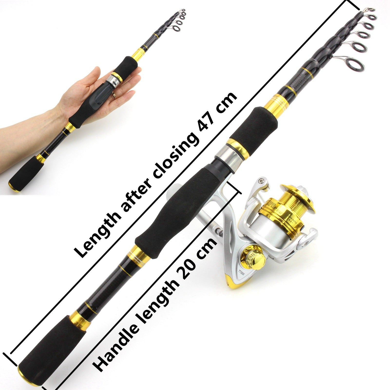 1.8Miluya Rod Set Ultra Short Telescopic Fishing Rod Spinning Reel Combo Amazon FBA Overseas Warehouse Fishing Gear